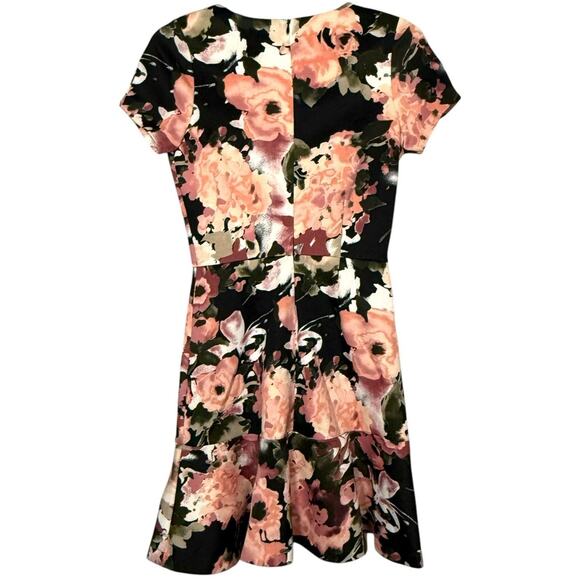 Y2K Short Sleeve Mini Dress Floral Stretch Womens Sz Small Pink Black White - Picture 2 of 8